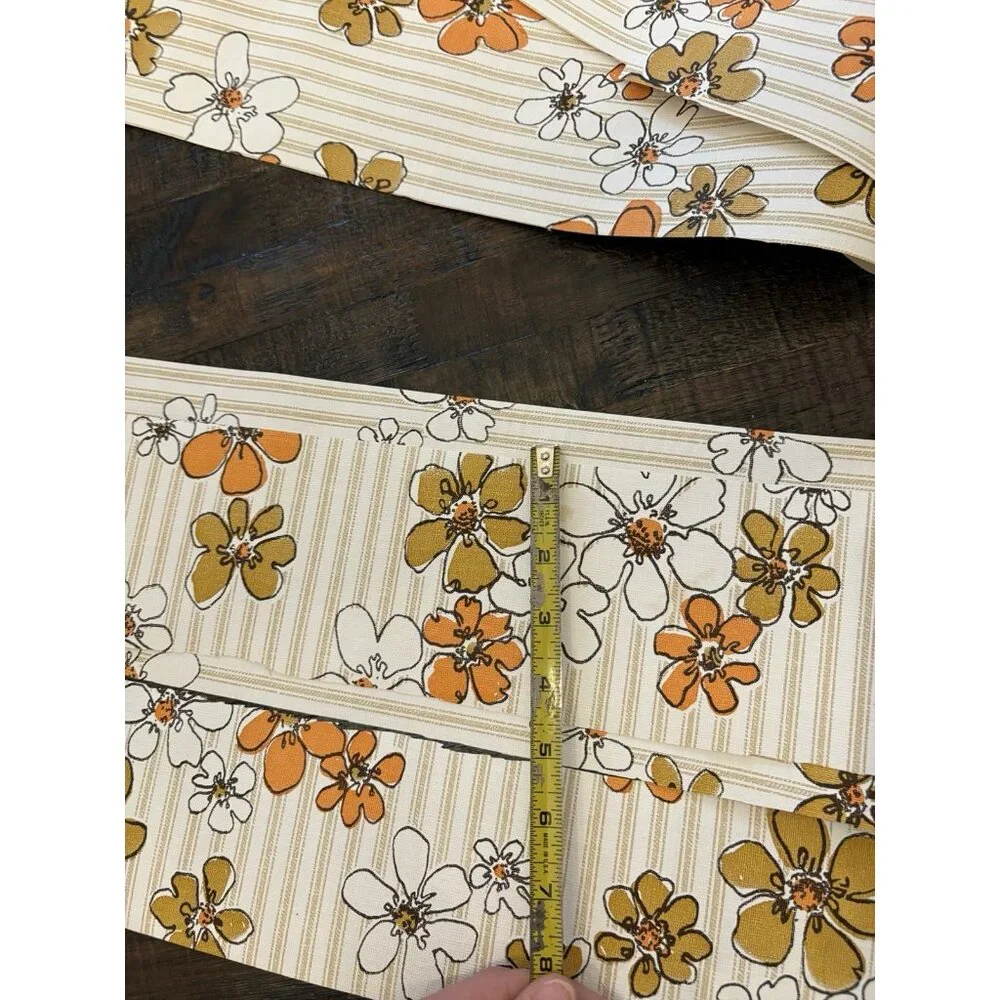 Vintage Floral Striped Wallpaper 1960s 1970s Not Full Roll- See Details